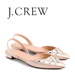J. Crew Blossom Embellished Slingback Flats